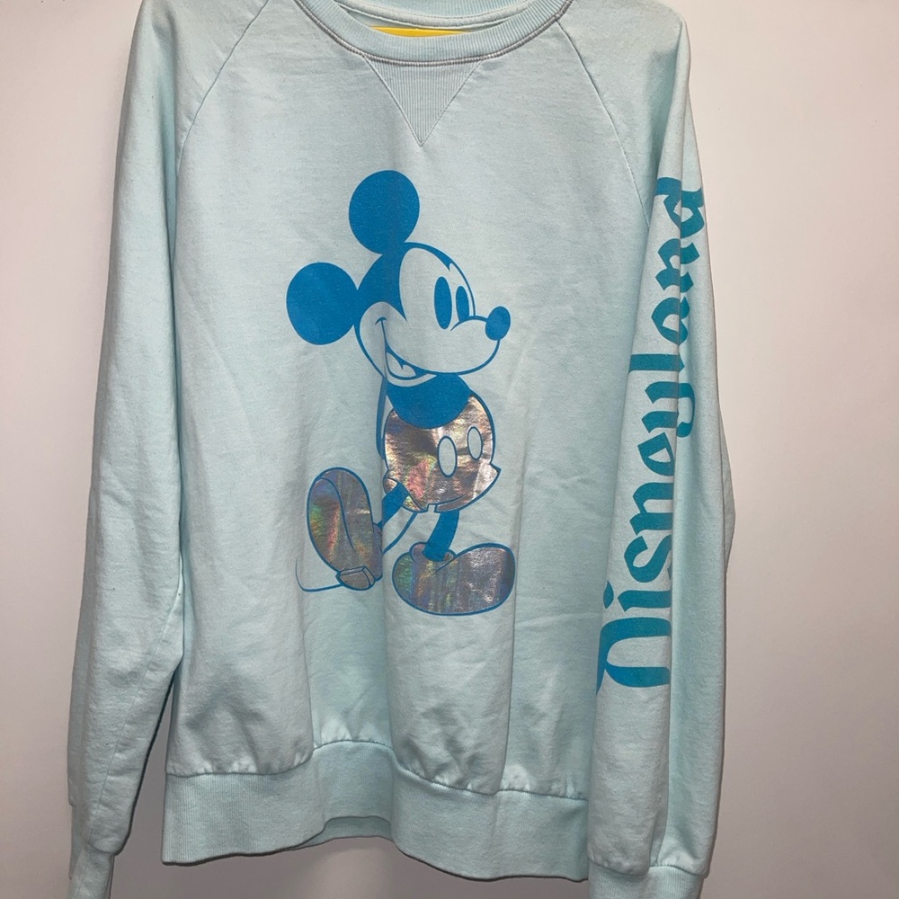 Disney Parks-branded light blue Mickey Mouse pullover crewneck sweatshirt Size S